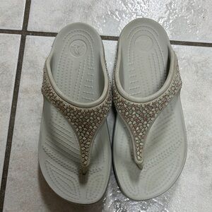 Women's Crocs Gray Embellished Sandals size 7